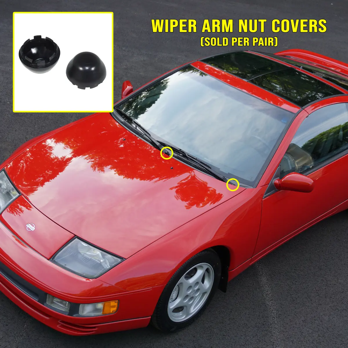 Zspec Wiper-Arm Nut Covers For '90-99 Nissan 300Zx, Pair Of Two 1