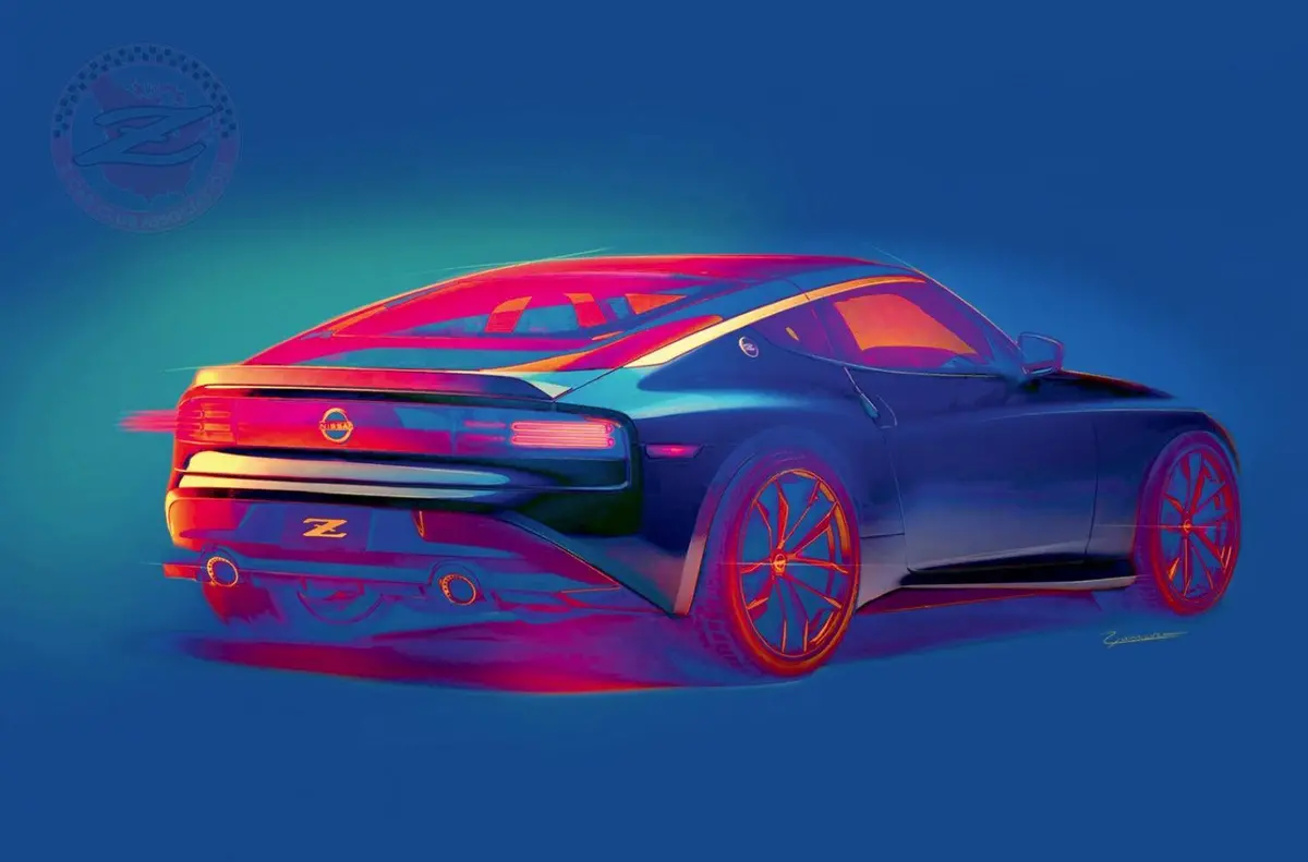 "Zychadelic" Colorful Representation Of The Nissan Z Rz34 In A Poster - 24" X 36" Size 1