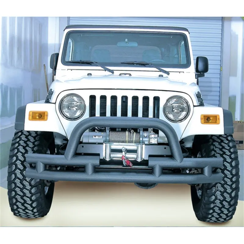 Rugged Ridge 3-In Dbl Tube Front Winch Bumper W/Hoop 76-06 Models 1