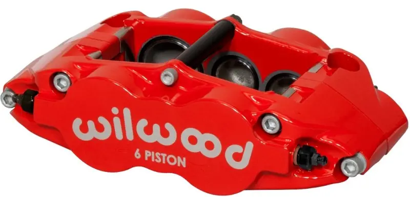 Wilwood Forged Narrow Superlite 6R Left/Right Caliper – Red Finish, Triple-Piston (1.75"/1.25"/1.25"), Fits 1.10" Rotors 1