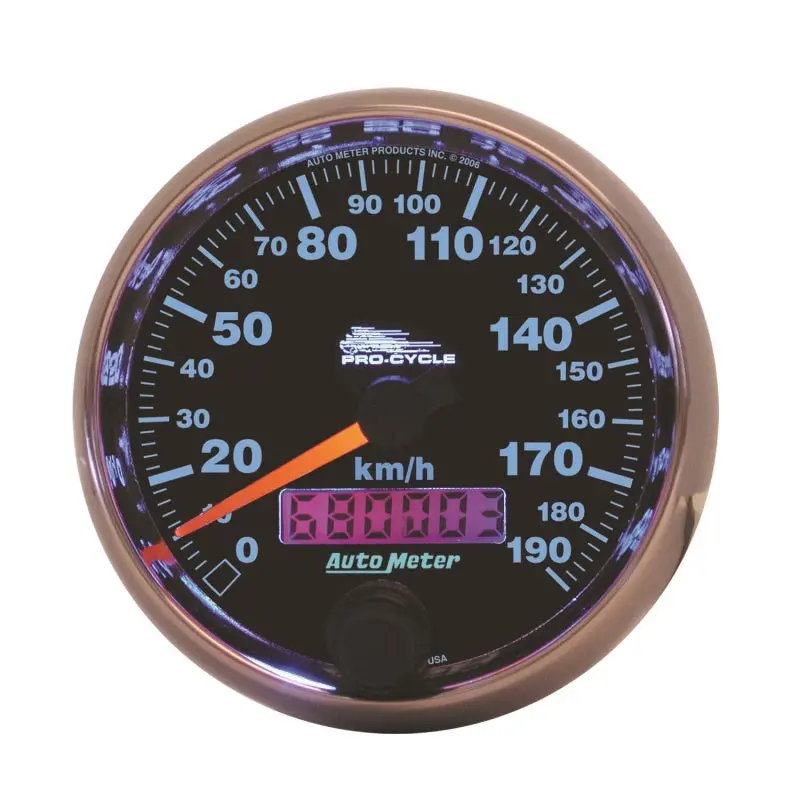 Autometer Pro-Cycle Electric Speedometer – 2 5/8" Dial, 190 Km/H Range, Black Housing 1