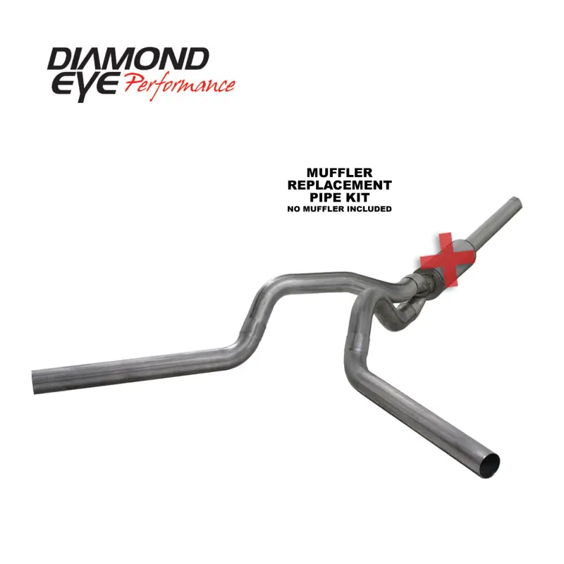 Diamond Eye Dual Exhaust Replacement Pipe Kit – 4" Stainless Steel For 2004.5–2007.5 Dodge Cummins 1