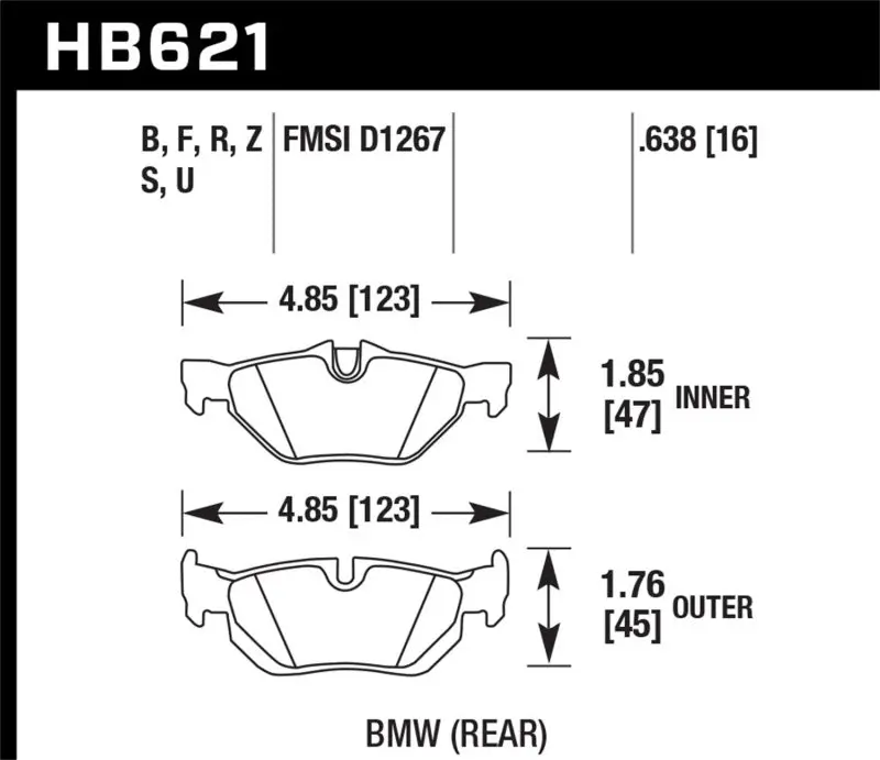 Hawk Hps 5.0 Rear Brake Pads – For 2011 Bmw 125I 1