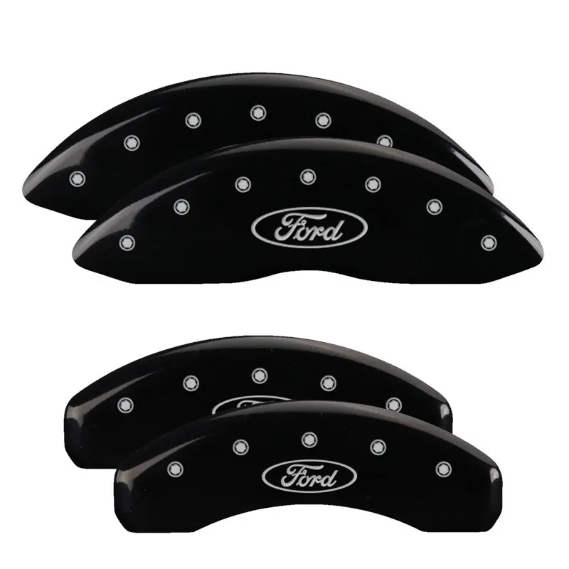 Mgp Engraved 4-Piston Caliper Covers For Ford Vehicles – Black Base With Silver Oval Logo Accent 1