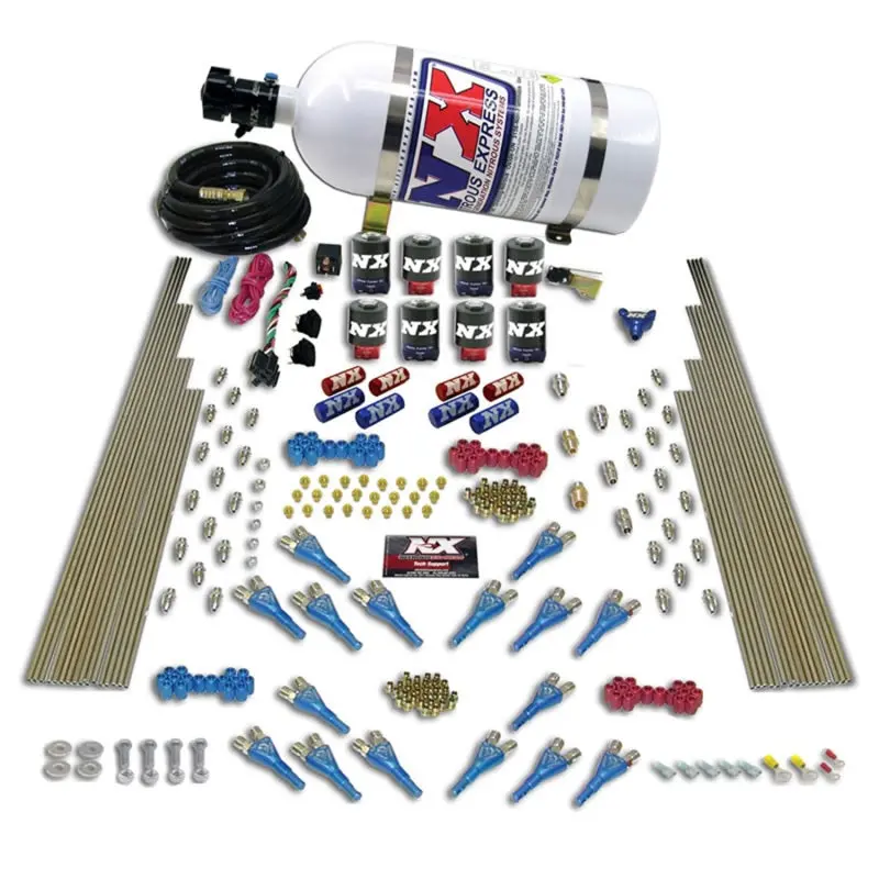 Nitrous Express Shark Dual-Stage Nitrous Kit With 16 Nozzles & 8 Solenoids – 200–1200 Hp, Includes Competition Bottle 1