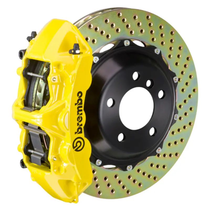 Brembo Gt Big Brake Kit For Audi A4/S4 (2000–2008): Front 6-Piston Calipers, 355X32Mm Drilled 2-Piece Rotors (Yellow) 1