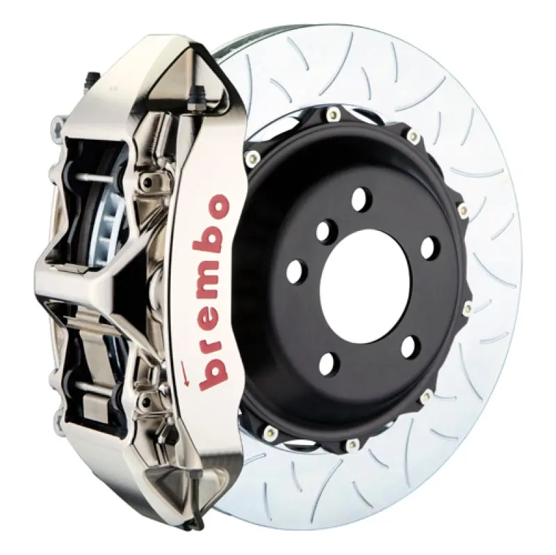 Brembo Gtr Big Brake Kit For 2008–2015 Mitsubishi Lancer Evolution X – Front, 6-Piston Billet Calipers, 380X32Mm Two-Piece Slotted Rotors (Type 3, Nickel Finish) 1