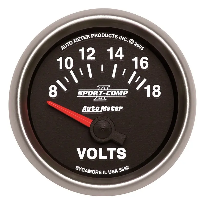 Autometer Sport-Comp Ii Short-Sweep Electronic Voltmeter – 52Mm, 8–18V Range 1