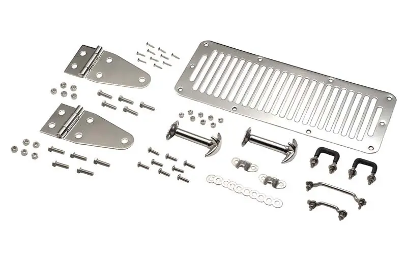 Kentrol Polished Silver Hood Kit For 1978–1995 Jeep Cj & Yj Wranglers 1