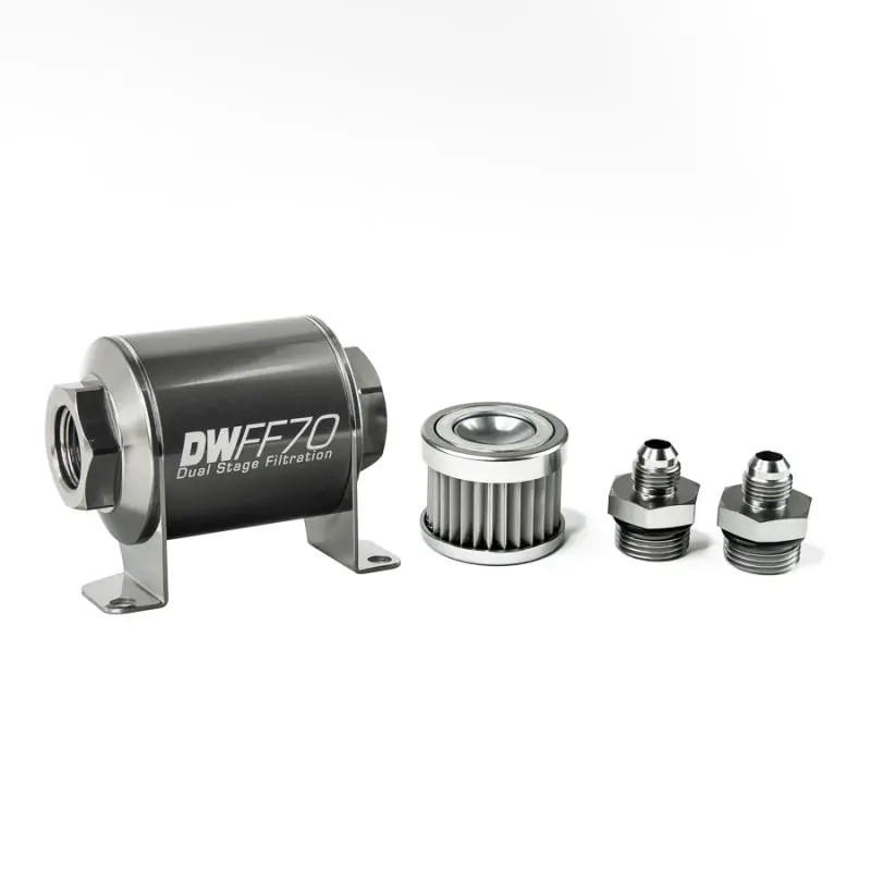 Deatschwerks 70Mm Stainless Steel 6An Inline Fuel Filter Housing Kit – 5-Micron Universal 1
