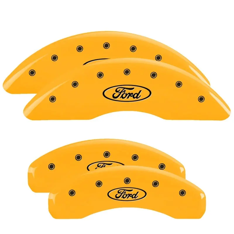 Mgp Engraved 4-Piston Caliper Covers For 2007 Ford Expedition – Ford Oval Logo, Yellow Accent On Black Finish 1