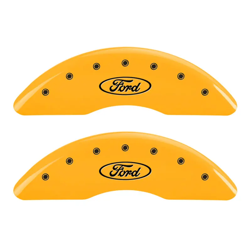 Mgp Engraved 4-Piston Caliper Covers For 2007 Ford Expedition – Ford Oval Logo, Yellow Accent On Black Finish 2