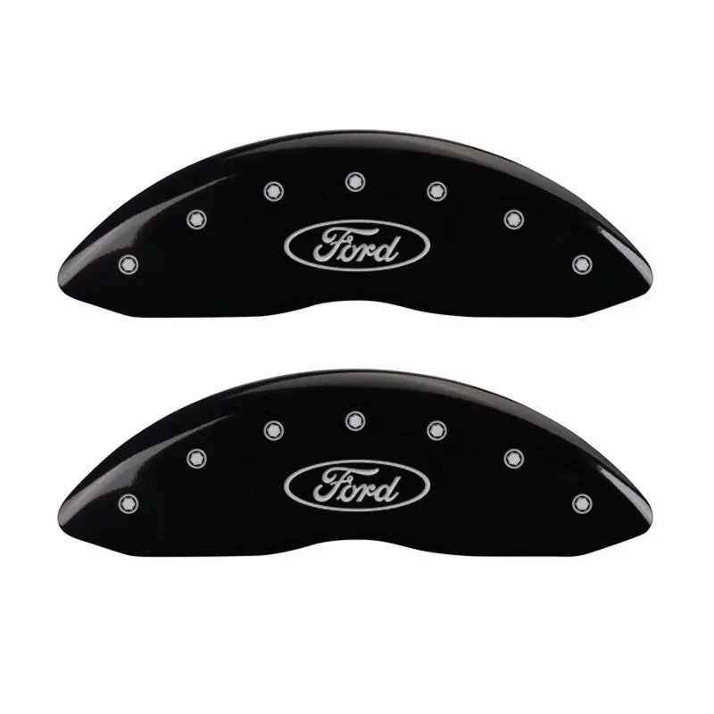 Mgp Engraved 4-Piston Caliper Covers For Ford Vehicles – Black Base With Silver Oval Logo Accent 2