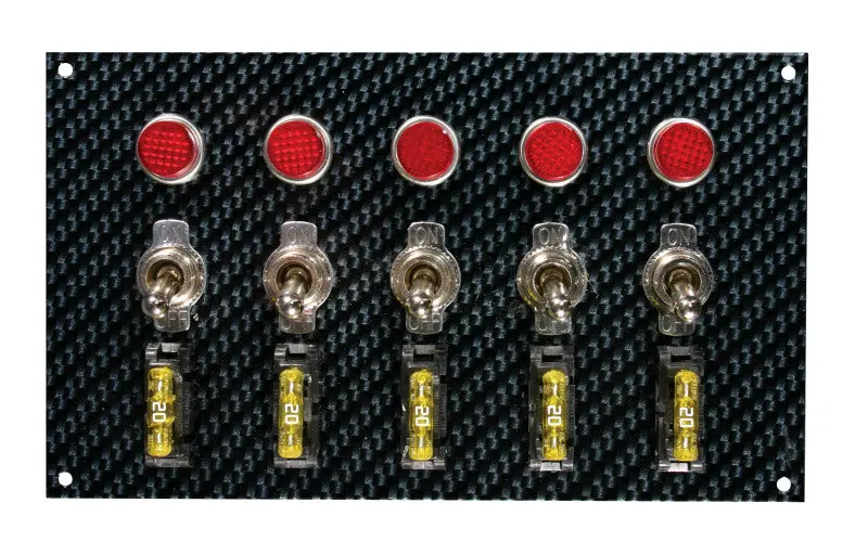 Moroso Dash-Mount Toggle Switch Panel – 4" X 6.75", Grey/Black Fiberglass Design 1